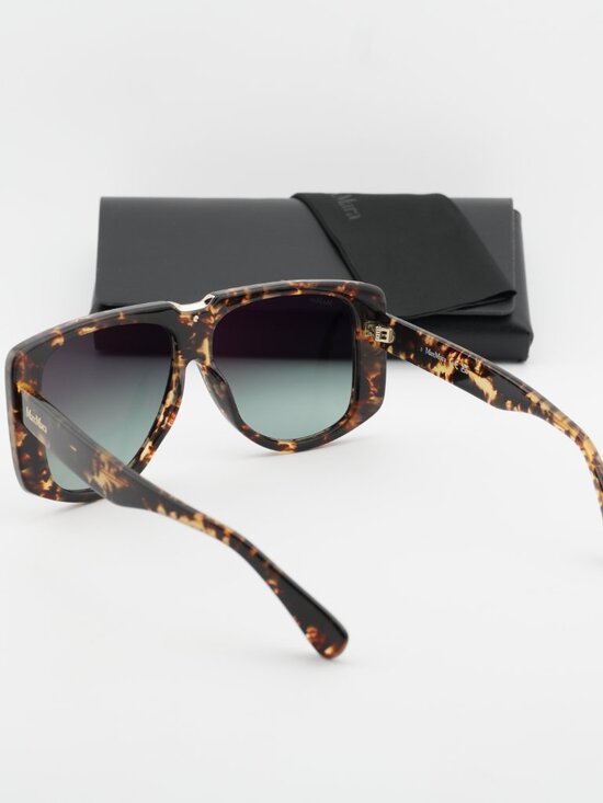 Max Mara SPARK1 MM0075 52P Shield Sunglasses - Dark Havana / Green main image 4
